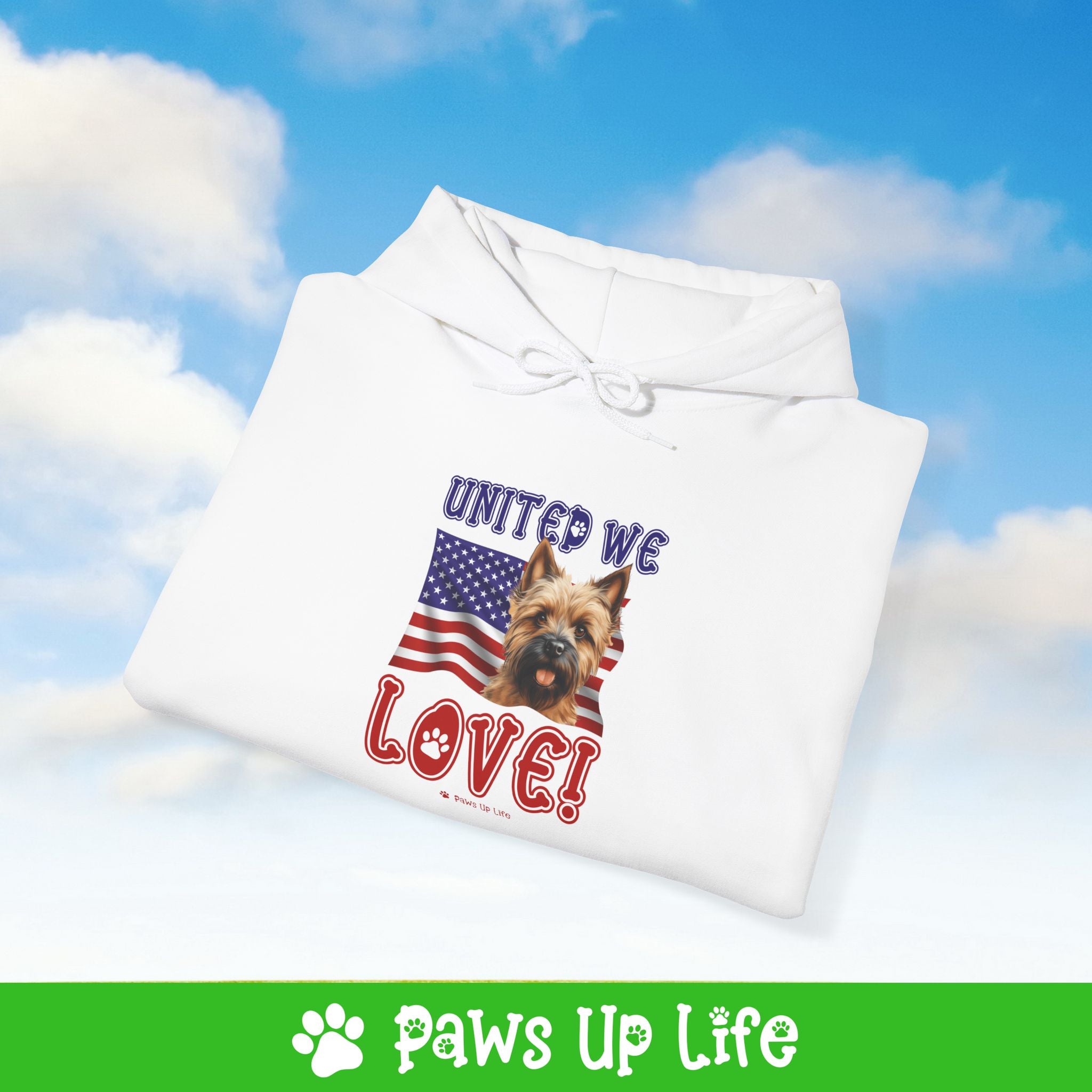 Cairn Terrier Dog United We Love Unisex Hoodie Hooded Sweatshirt Classic Comfy Cotton | Paws Up Life, LLC