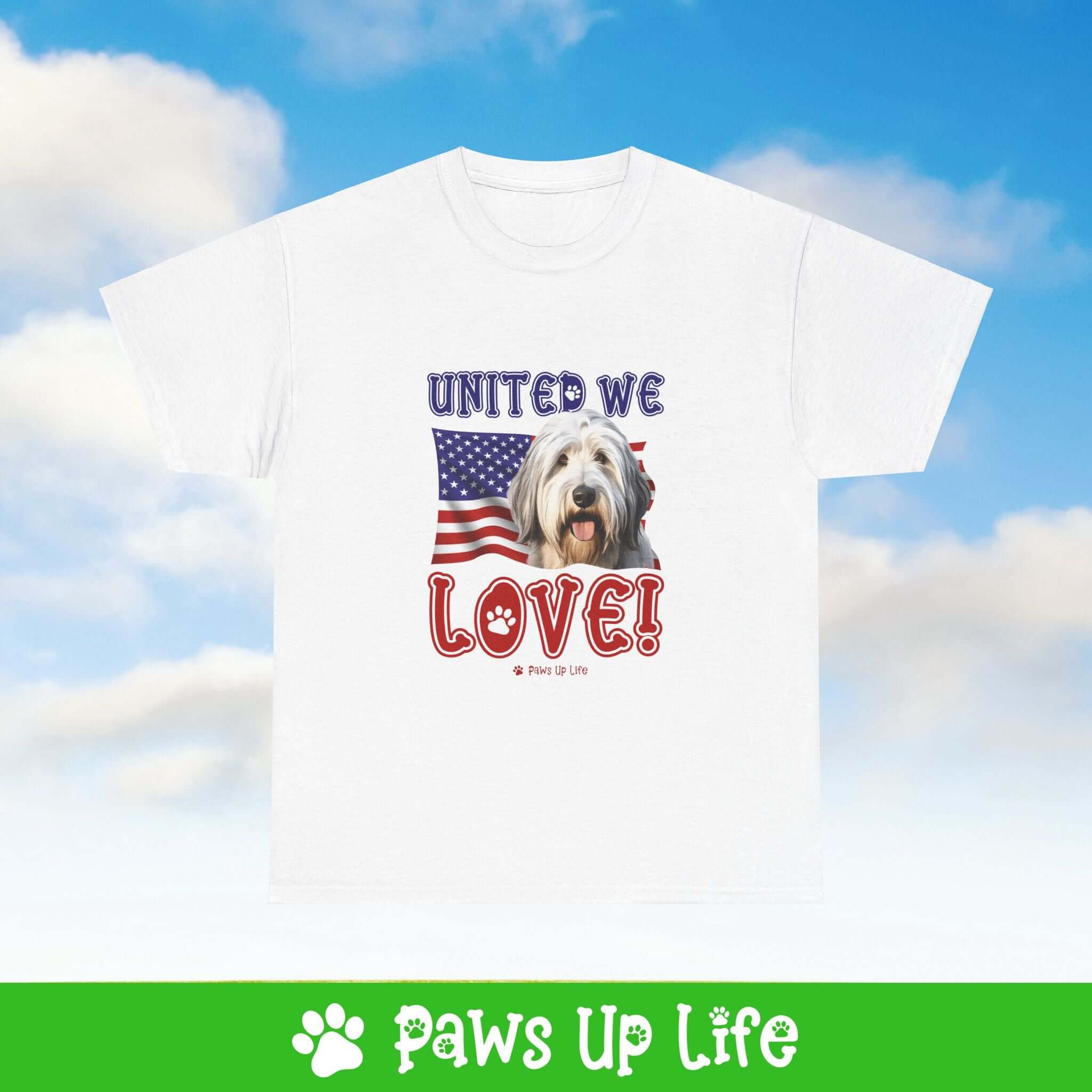 Old English Sheepdog Dog United We Love Dog Tee, Shirt, Unisex Pet Lover Gift, Dog Mom Dad Tshirt, Animal Rescue Advocate, Cute Puppy Graphic Top Classic Collar | Paws Up Life, LLC