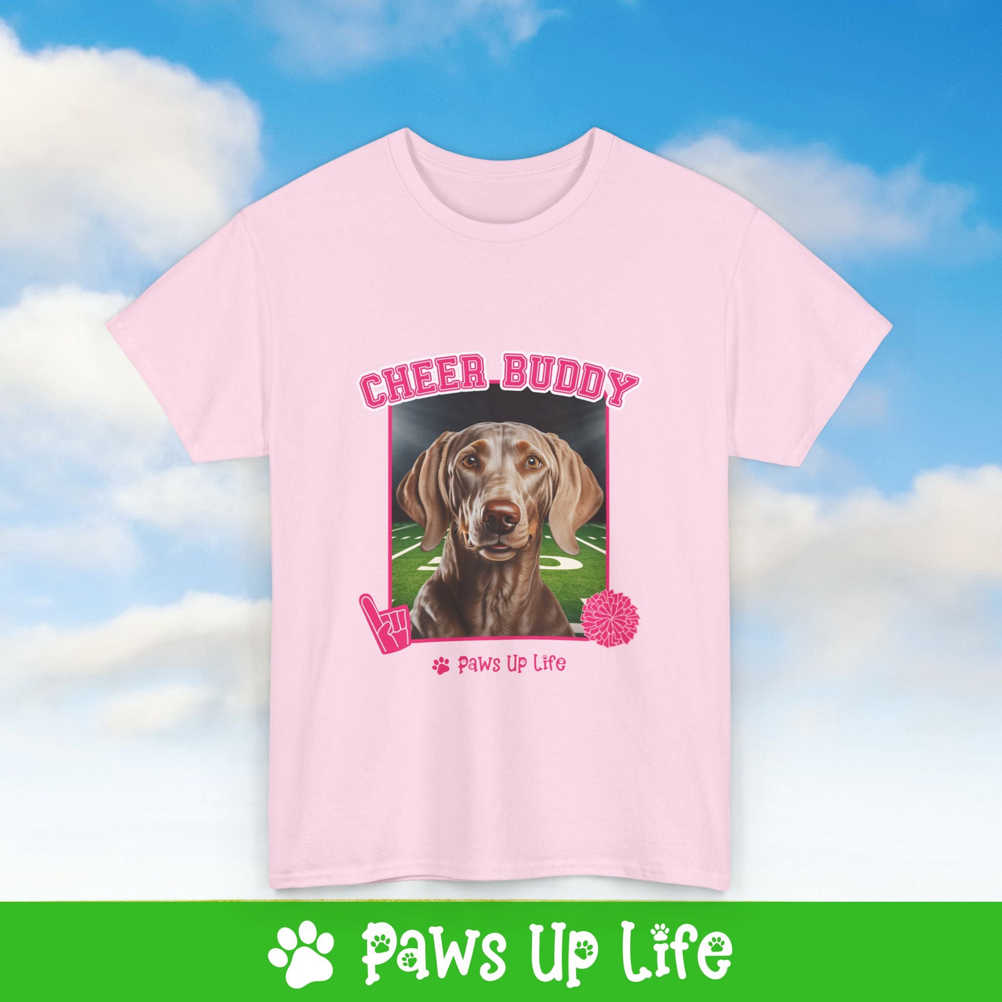 Weimaraner Football Cheer Buddy Cheerleading Dog Tee, Shirt, Unisex Pet Lover Gift, Dog Mom Dad Tshirt, Animal Rescue Advocate, Cute Puppy Graphic Top Classic Collar | Paws Up Life, LLC