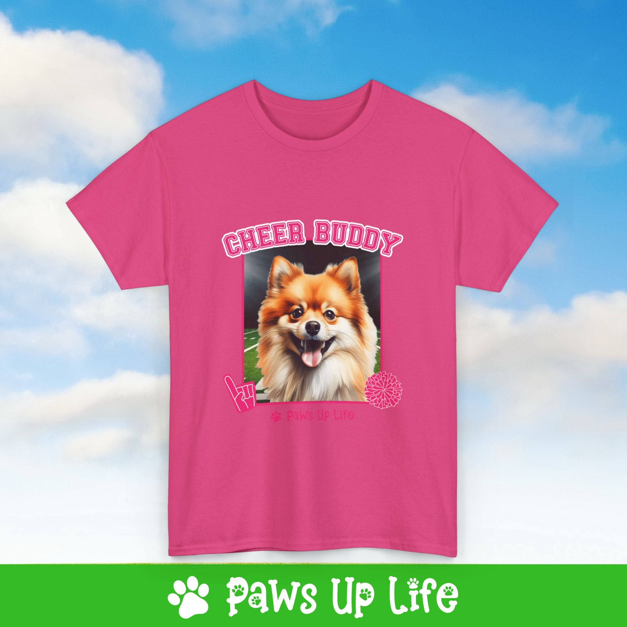 Pomeranian Football Cheer Buddy Cheerleading Dog Tee, Shirt, Unisex Pet Lover Gift, Dog Mom Dad Tshirt, Animal Rescue Advocate, Cute Puppy Graphic Top Classic Collar | Paws Up Life, LLC