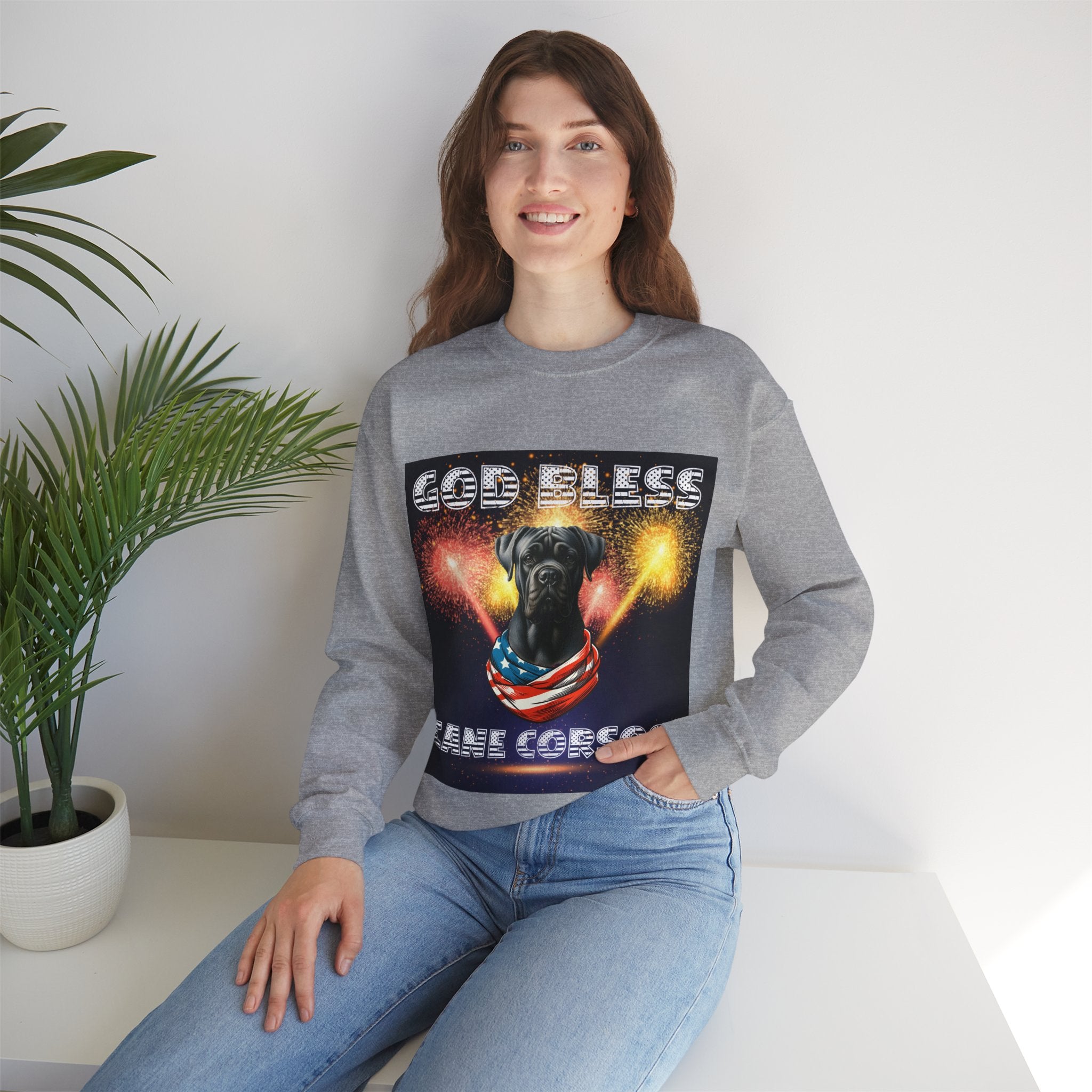 God Bless Cane Corso Patriotic Unisex Sweatshirt Heavy Blend™ Crewneck | Paws Up Life, LLC