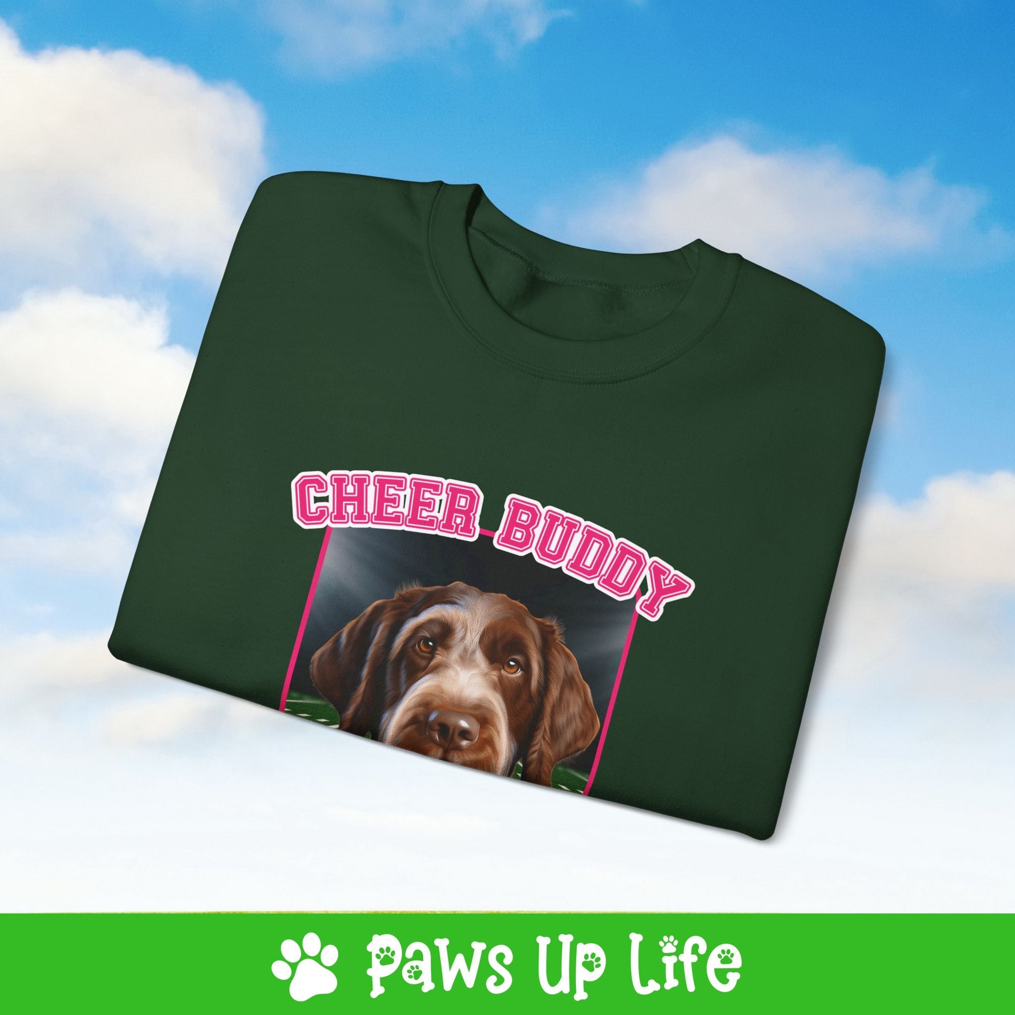 German Wirehaired Pointer Football Cheer Buddy Cheerleading Dog Crewneck Sweatshirt, Unisex Gift for Animal Lovers, Dog Mom Dad Sweatshirt, Cute Dog Lover Apparel, Fun Pet