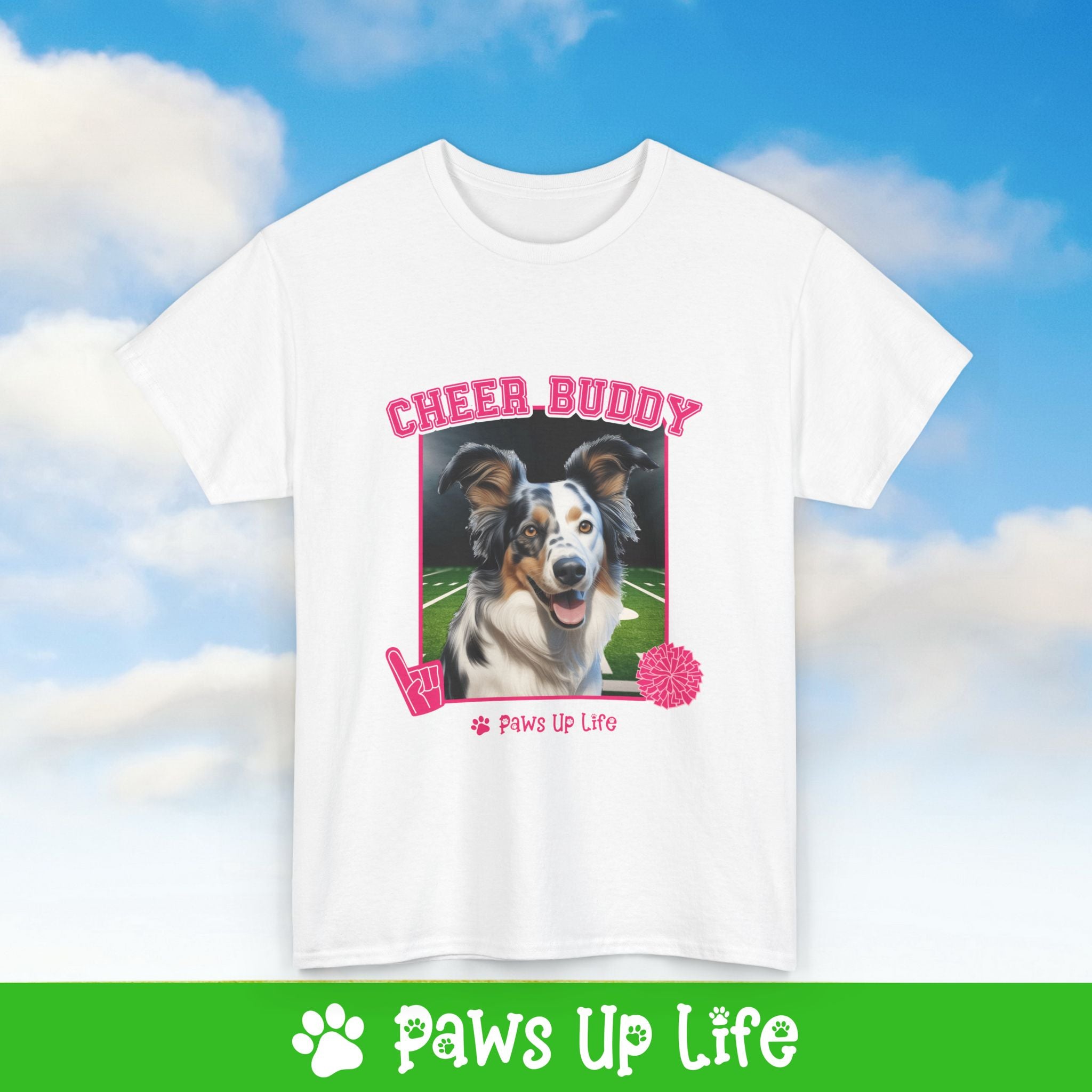 Australian Koolie  Cheer Buddy Cheerleading Dog Tee, Shirt, Unisex Pet Lover Gift, Dog Mom Dad Tshirt, Animal Rescue Advocate, Cute Puppy Graphic Top Classic Collar | Paws Up Life, LLC