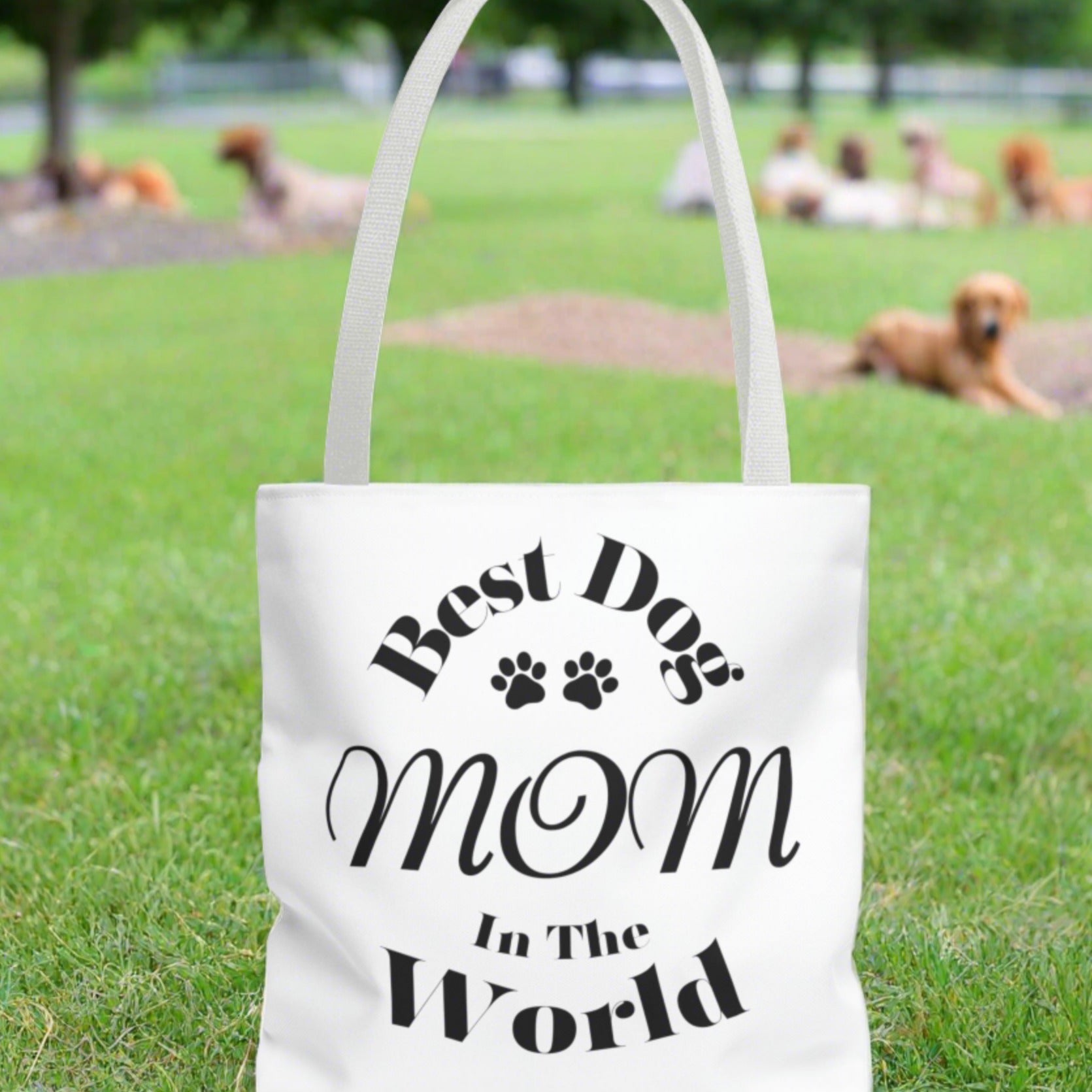 Best Dog Mom In The World Canvas Bag: Stylish Tote for Proud Pet Moms - Tote Bag (AOP)| Mother's Day| Birthday| Christmas| Gift For Her| New Puppy| Pet Adoption| Dog Mom | Paws Up Life, LLC