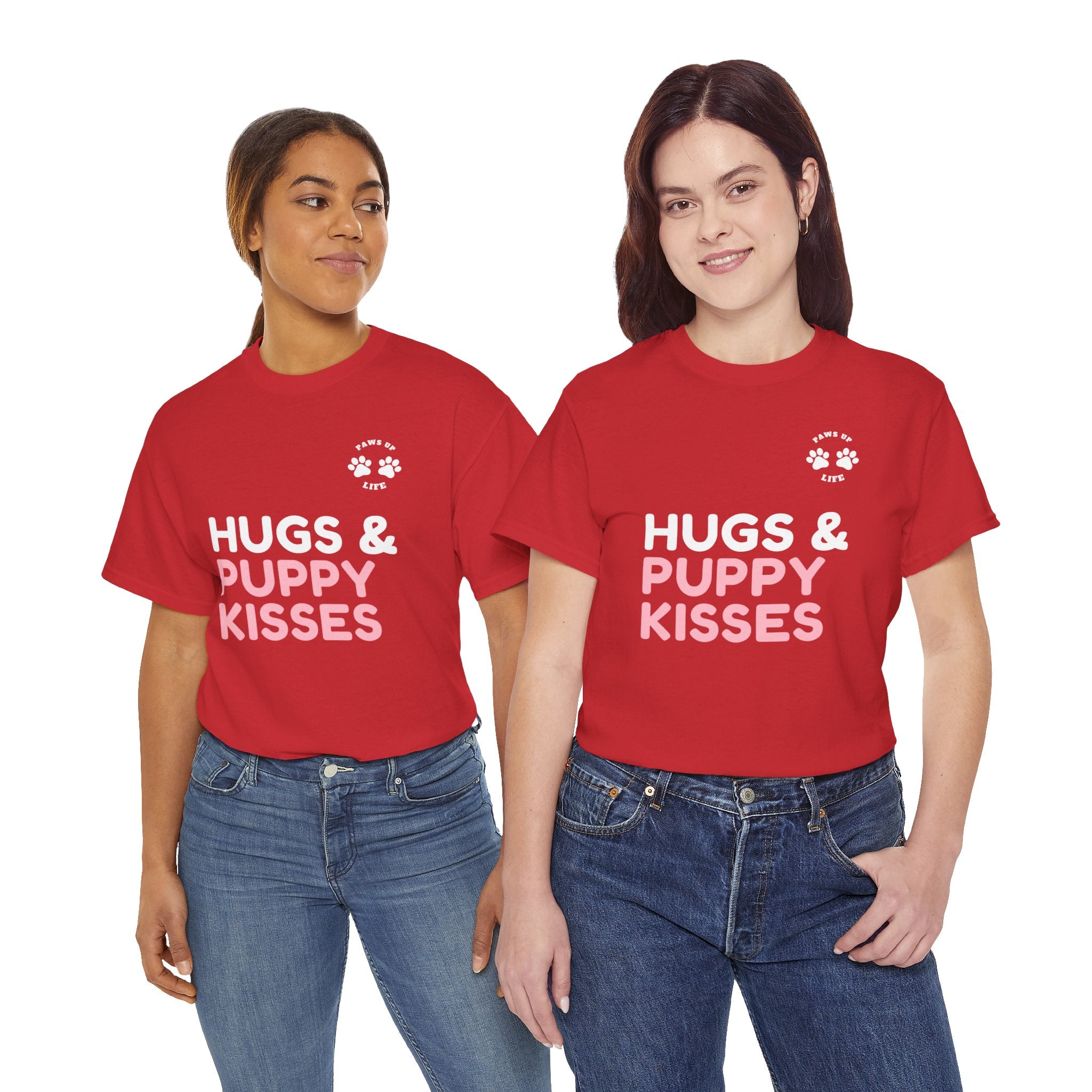 Hugs & Puppy Kisses Dog Mom or Dad Unisex T-Shirt  - Gifts for Pet-Loving Parents |Unisex Heavy Cotton GildanTee | Paws Up Life, LLC