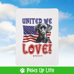 Great Dane Dog United We Love Fleece Sherpa Blanket - Perfect for Snuggling and Cozy Napping | Paws Up Life, LLC