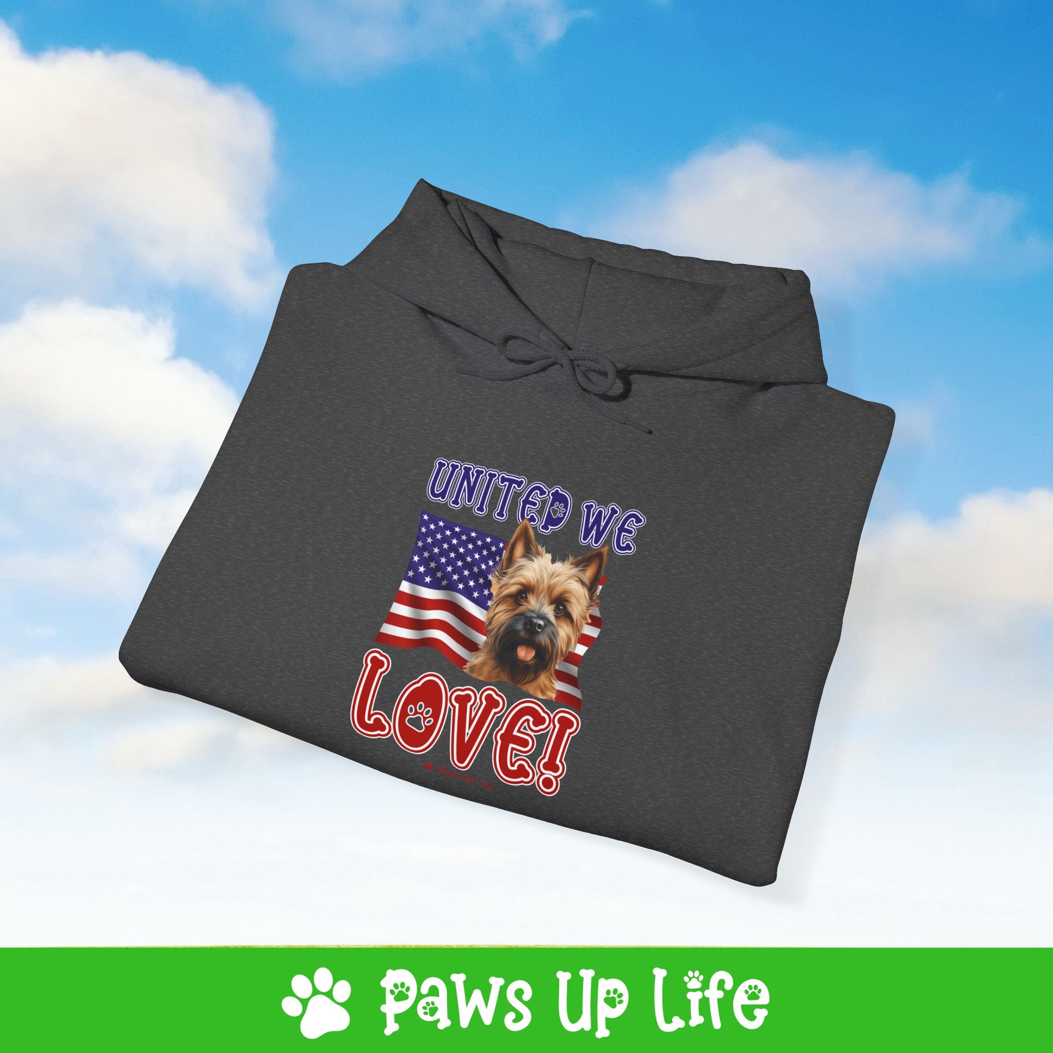 Cairn Terrier Dog United We Love Unisex Hoodie Hooded Sweatshirt Classic Comfy Cotton