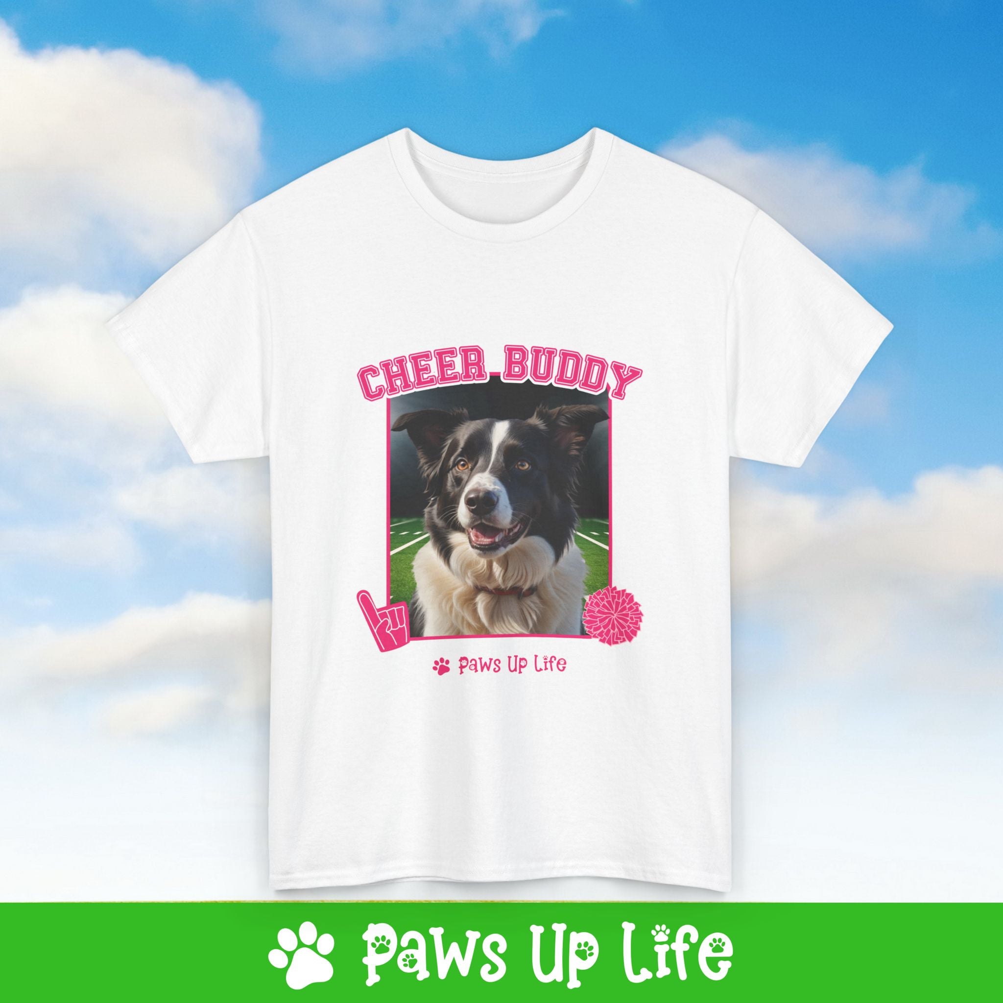 Border Collie Football Cheer Buddy Cheerleading Dog Tee, Shirt, Unisex Pet Lover Gift, Dog Mom Dad Tshirt, Animal Rescue Advocate, Cute Puppy Graphic Top Classic Collar | Paws Up Life, LLC