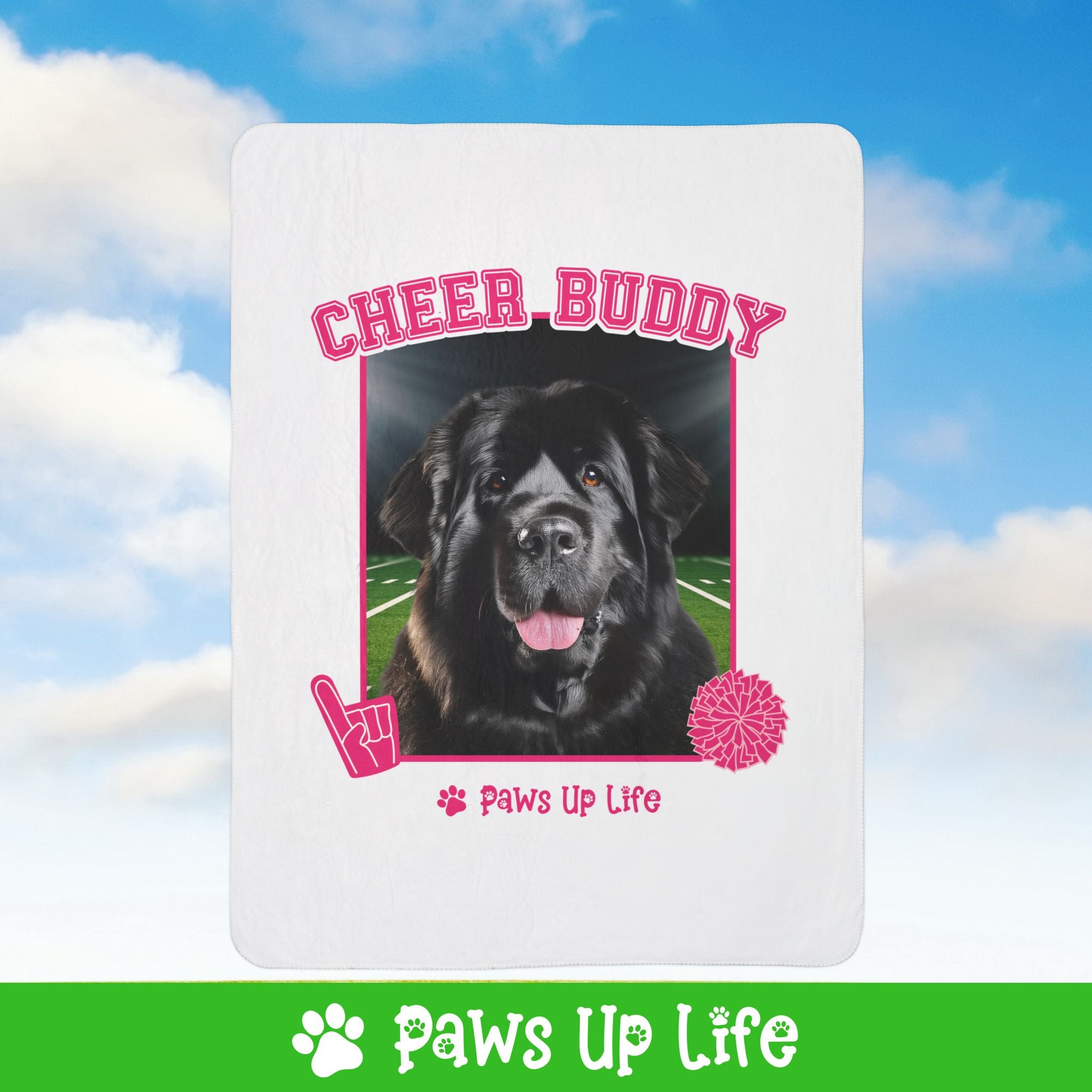 Newfoundland Football Cheer Buddy Cheerleading Dog Fleece Sherpa Blanket - Perfect for Snuggling and Cozy Napping | Paws Up Life, LLC