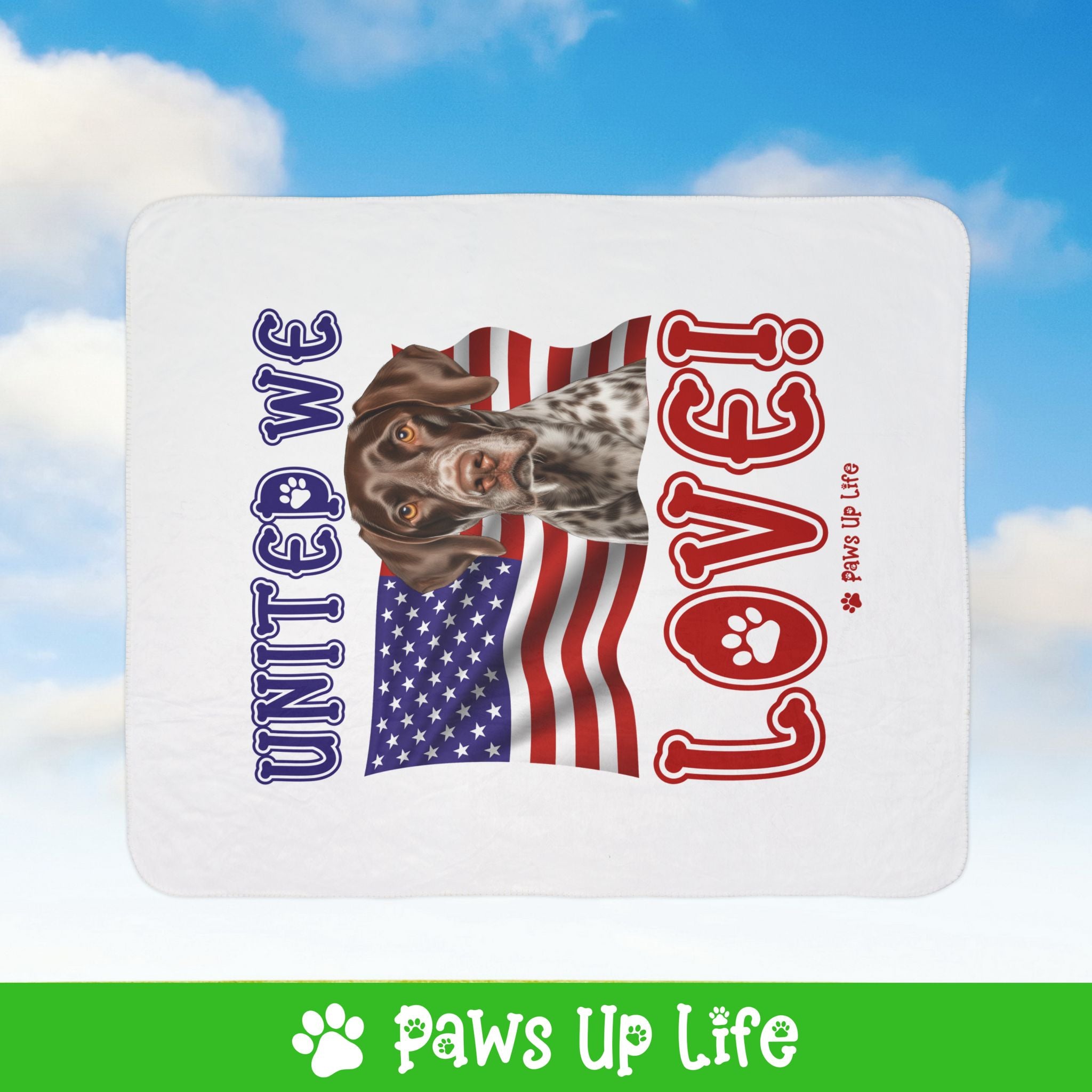 German Shorthaired Pointer Dog United We Love Fleece Sherpa Blanket - Perfect for Snuggling and Cozy Napping | Paws Up Life, LLC