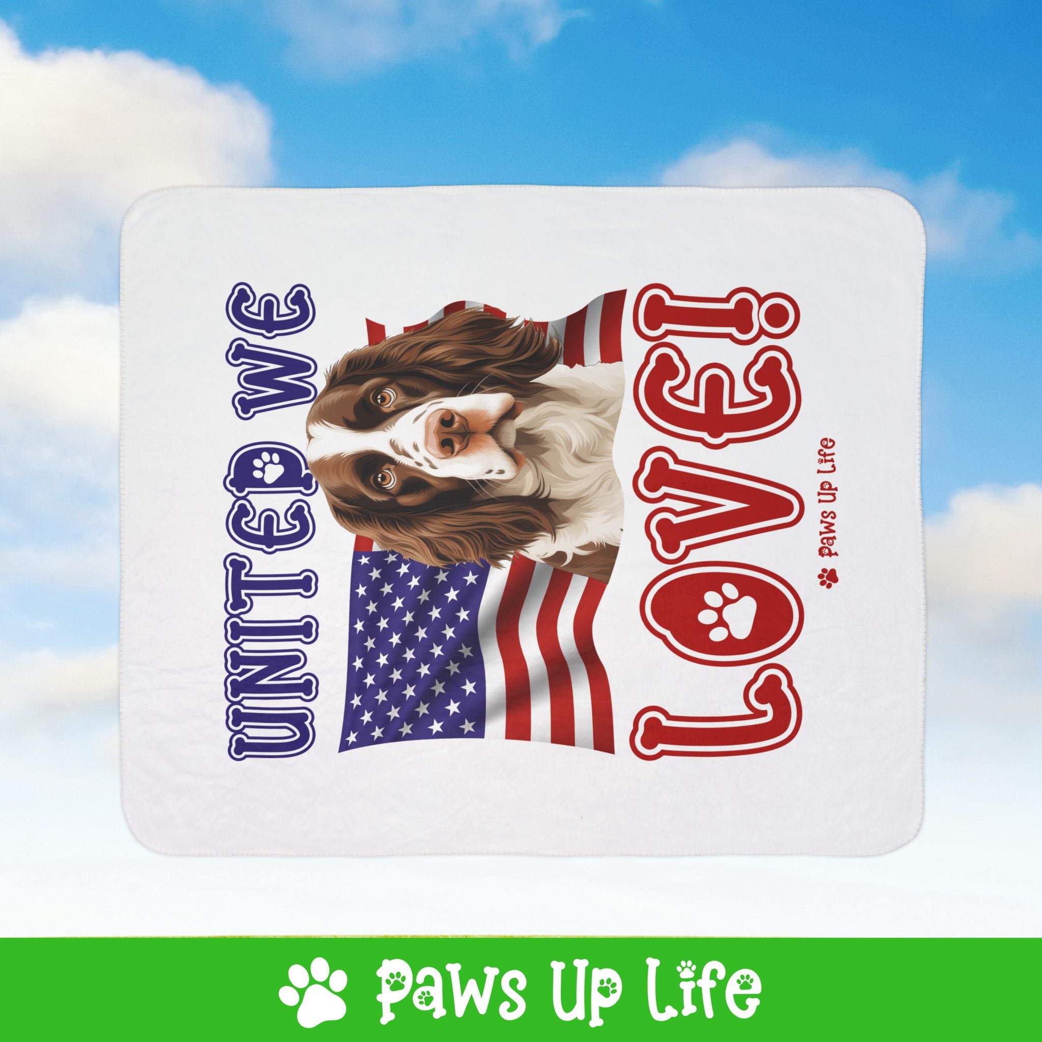 English Springer Spaniel Dog United We Love Fleece Sherpa Blanket - Perfect for Snuggling and Cozy Napping | Paws Up Life, LLC