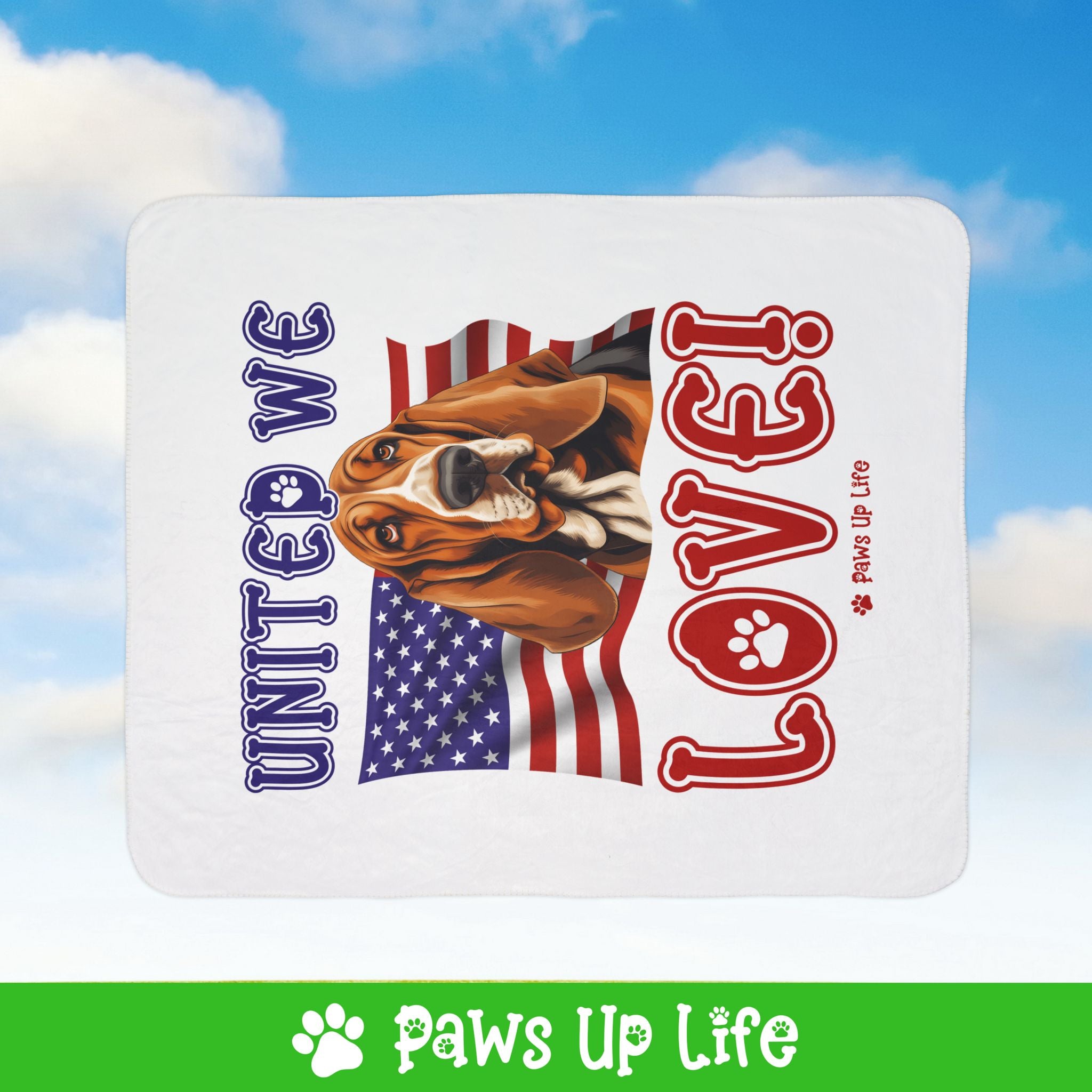 Basset Hound Dog United We Love Fleece Sherpa Blanket - Perfect for Snuggling and Cozy Napping | Paws Up Life, LLC