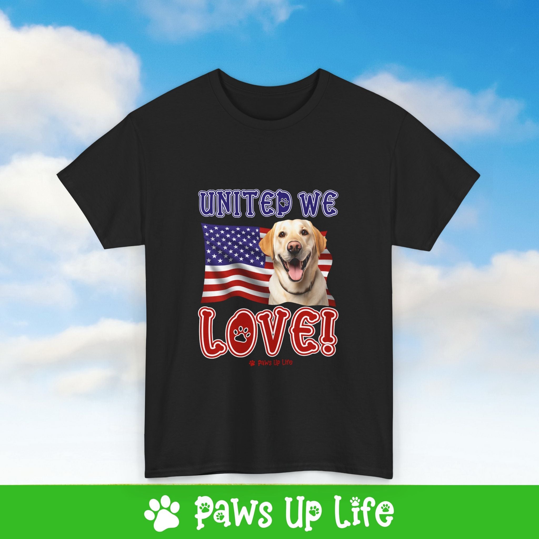 Yellow Lab Labrador Retriever Dog United We Love Dog Tee, Shirt, Unisex Pet Lover Gift, Dog Mom Dad Tshirt, Animal Rescue Advocate, Cute Puppy Graphic Top Classic Collar | Paws Up Life, LLC