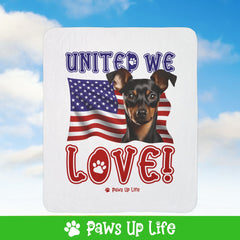 Miniature Pinscher Dog United We Love Fleece Sherpa Blanket - Perfect for Snuggling and Cozy Napping | Paws Up Life, LLC