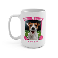 Jack Russell Football Cheer Buddy Cheerleading Dog 15oz Large Coffee Mug Ceramic Drinkware Tea Washable | Paws Up Life, LLC