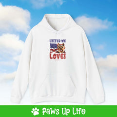 "United We Love" Yorkshire Terrier Unisex Hoodie – Fun Patriotic Dog Lover Cozy Cotton Blend Hooded Sweater, Perfect Gift for Pet Parents!