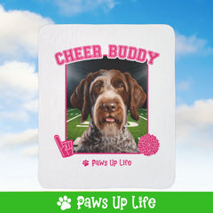 German Wirehaired Pointer Football Cheer Buddy Cheerleading Dog Fleece Sherpa Blanket - Perfect for Snuggling and Cozy Napping | Paws Up Life, LLC