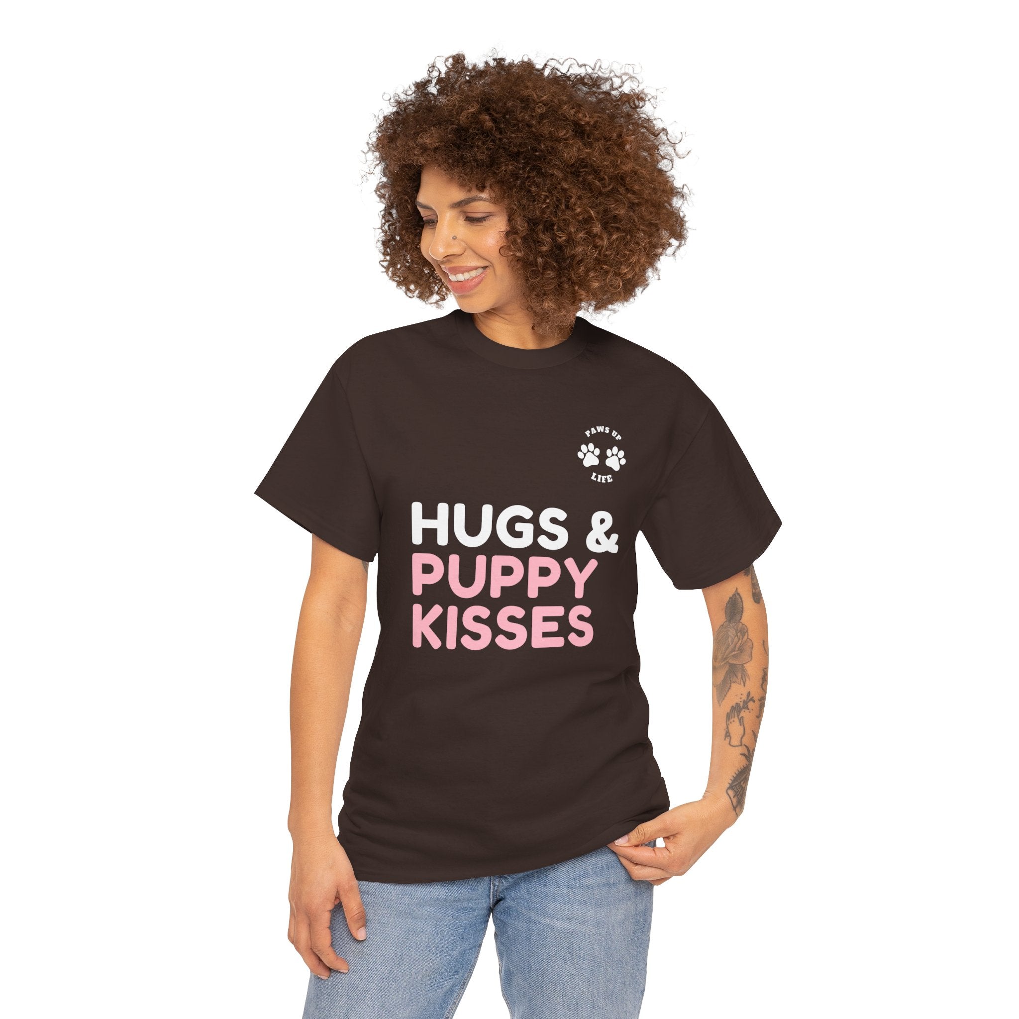 Hugs & Puppy Kisses Dog Mom or Dad Unisex T-Shirt - Gifts for Pet-Loving Parents |Unisex Heavy Cotton GildanTee