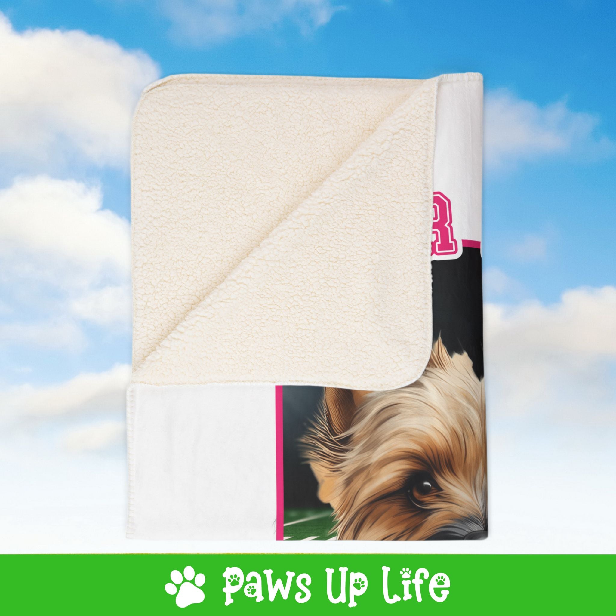 Cairn Terrier Football Cheer Buddy Cheerleading Dog Fleece Sherpa Blanket - Perfect for Snuggling and Cozy Napping