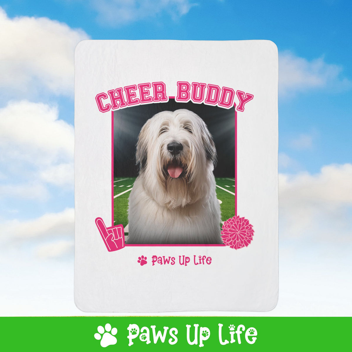 Briard Football Cheer Buddy Cheerleading Dog Fleece Sherpa Blanket - Perfect for Snuggling and Cozy Napping | Paws Up Life, LLC