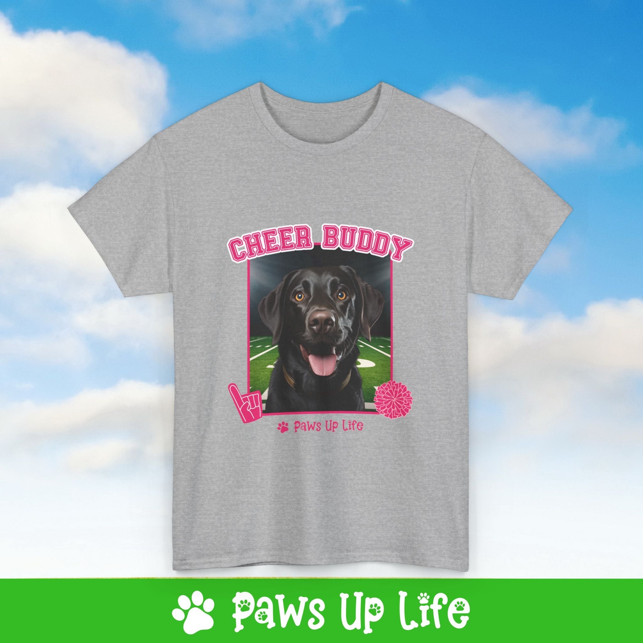 Labradore Retriever Black Lab Football Cheer Buddy Cheerleading Dog Tee, Shirt, Unisex Pet Lover Gift, Dog Mom Dad Tshirt, Animal Rescue Advocate, Cute Puppy Graphic Top Classic Collar | Paws Up Life, LLC