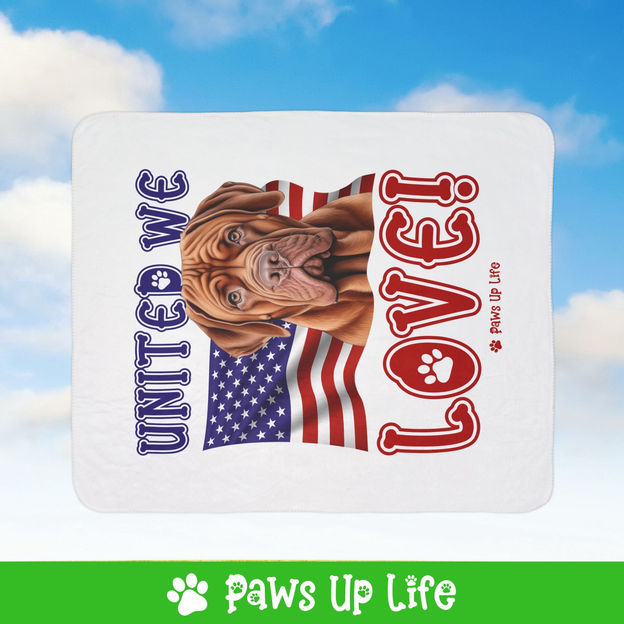 Dogeus de Bordeax Dog United We Love Fleece Sherpa Blanket - Perfect for Snuggling and Cozy Napping | Paws Up Life, LLC