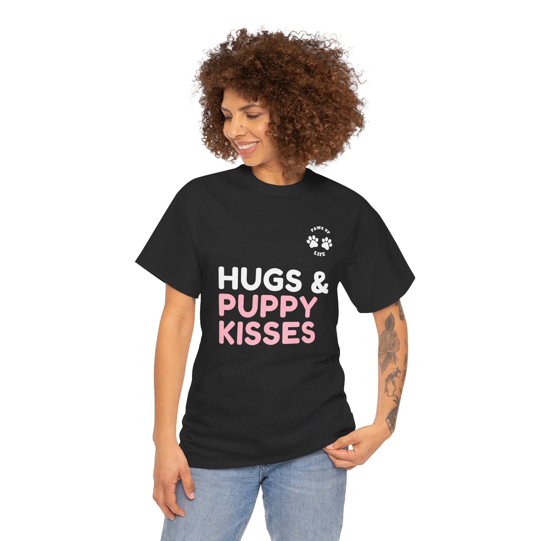 Hugs & Puppy Kisses Dog Mom or Dad Unisex T-Shirt  - Gifts for Pet-Loving Parents |Unisex Heavy Cotton GildanTee | Paws Up Life, LLC