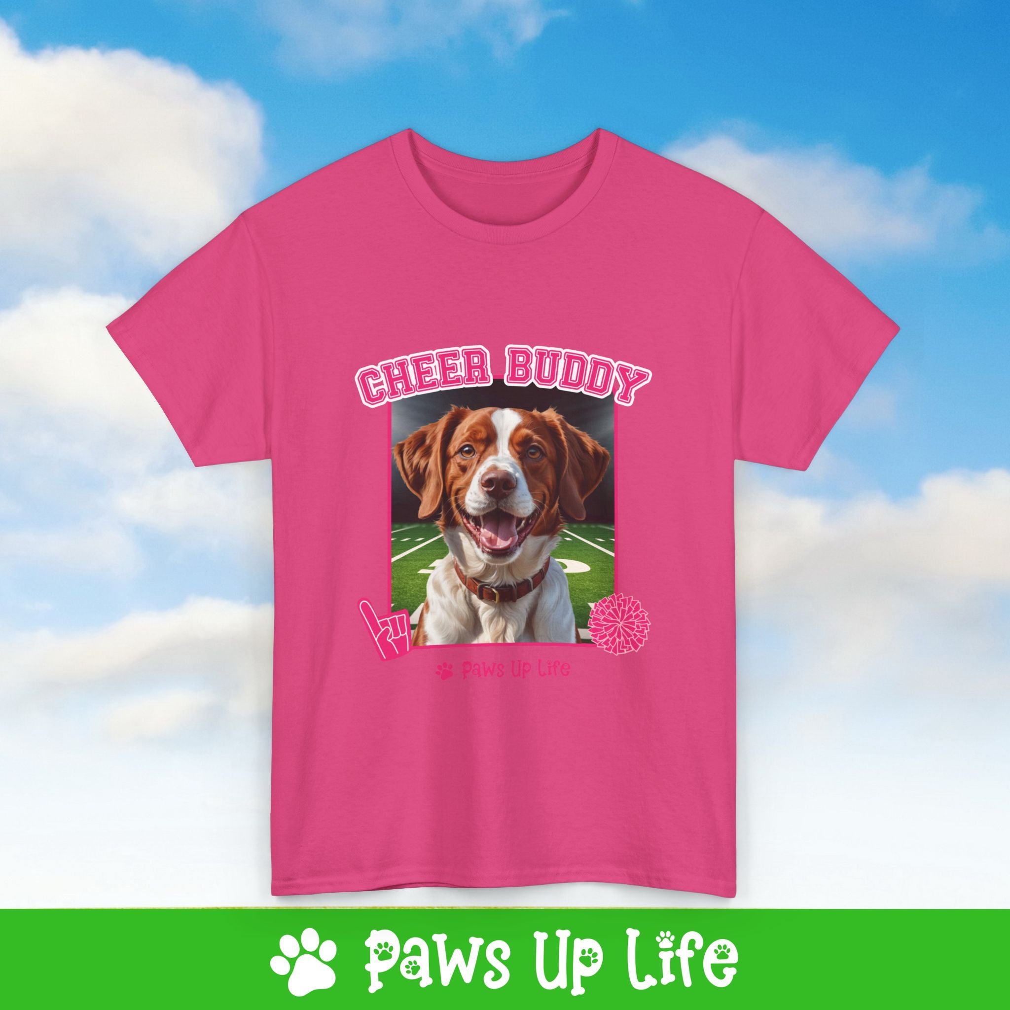 Brittany Football Cheer Buddy Cheerleading Dog Tee, Shirt, Unisex Pet Lover Gift, Dog Mom Dad Tshirt, Animal Rescue Advocate, Cute Puppy Graphic Top Classic Collar | Paws Up Life, LLC