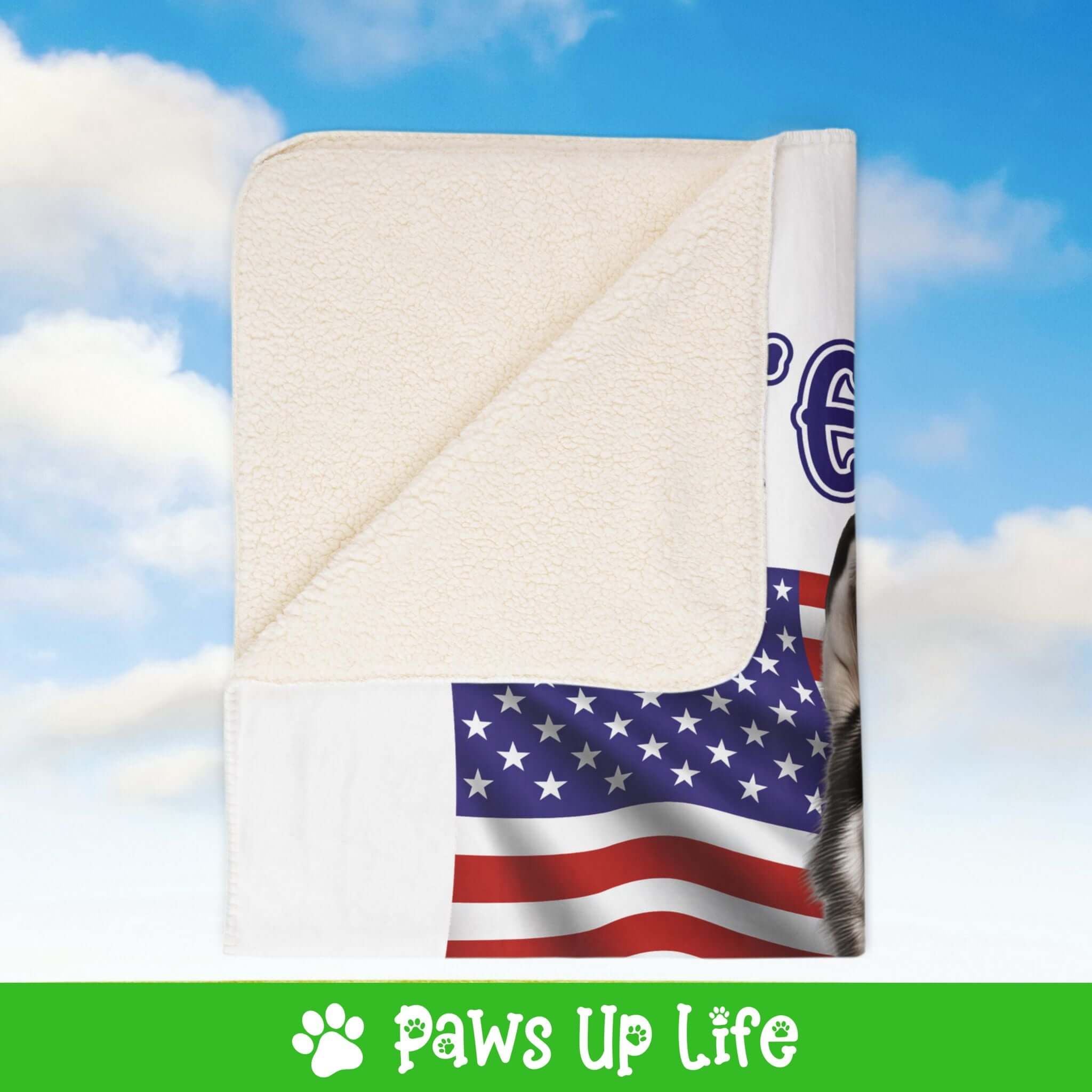 "United We Love" Siberian Husky Patriotic Fleece Sherpa Blanket - Perfect for Snuggling and Cozy Napping | Paws Up Life, LLC