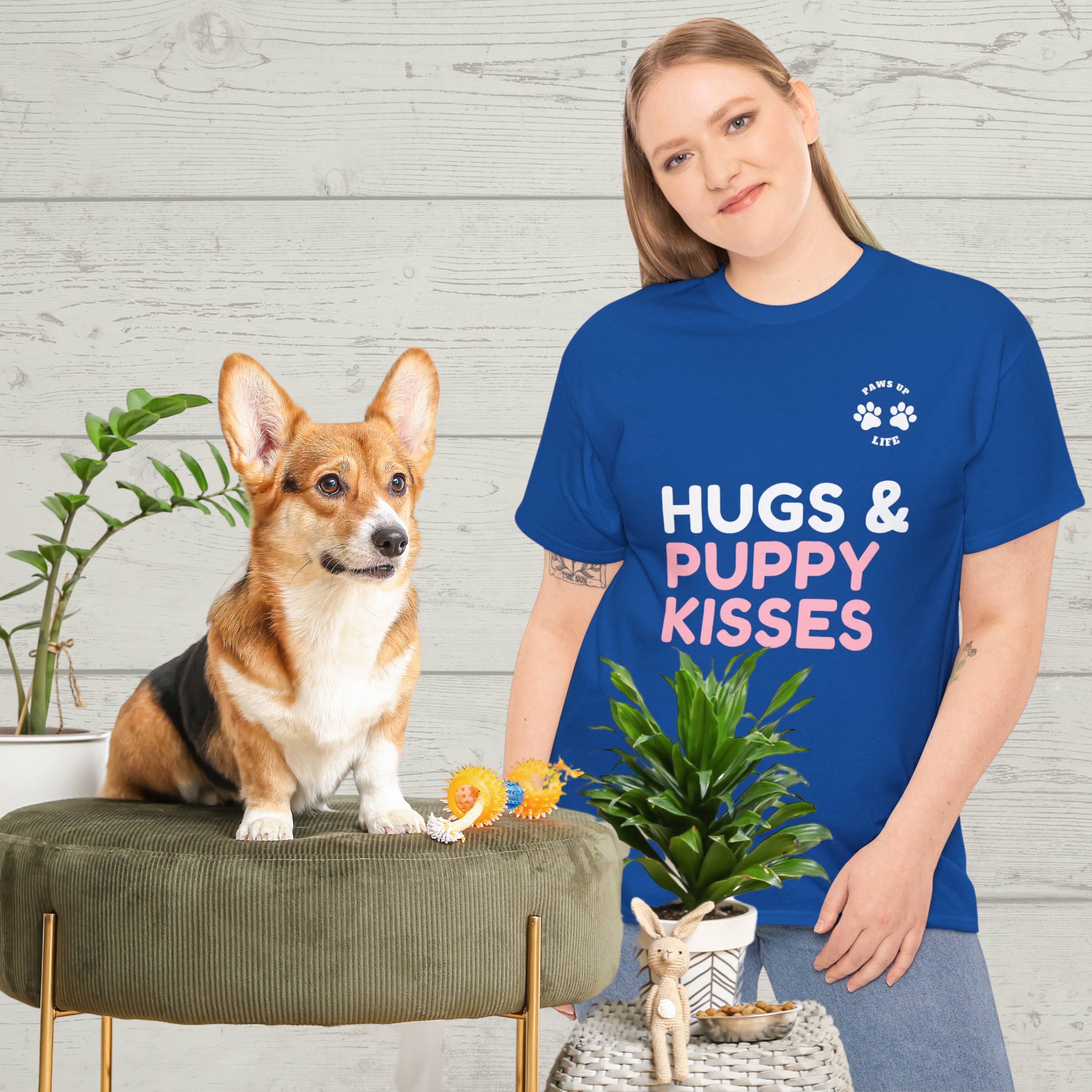 Hugs & Puppy Kisses Dog Mom or Dad Unisex T-Shirt  - Gifts for Pet-Loving Parents |Unisex Heavy Cotton GildanTee | Paws Up Life, LLC