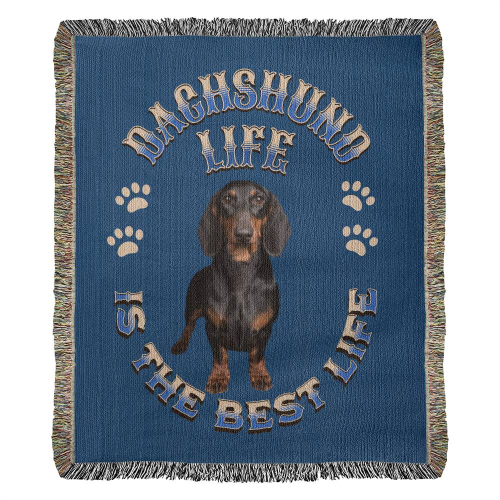 Dachshund Heirloom Blue Blanket: Premium Quality Wiener Dog Throw, Gift For Her, Gift For Him, Birthday, Mother's Day, Father's Day, Christmas | Paws Up Life, LLC