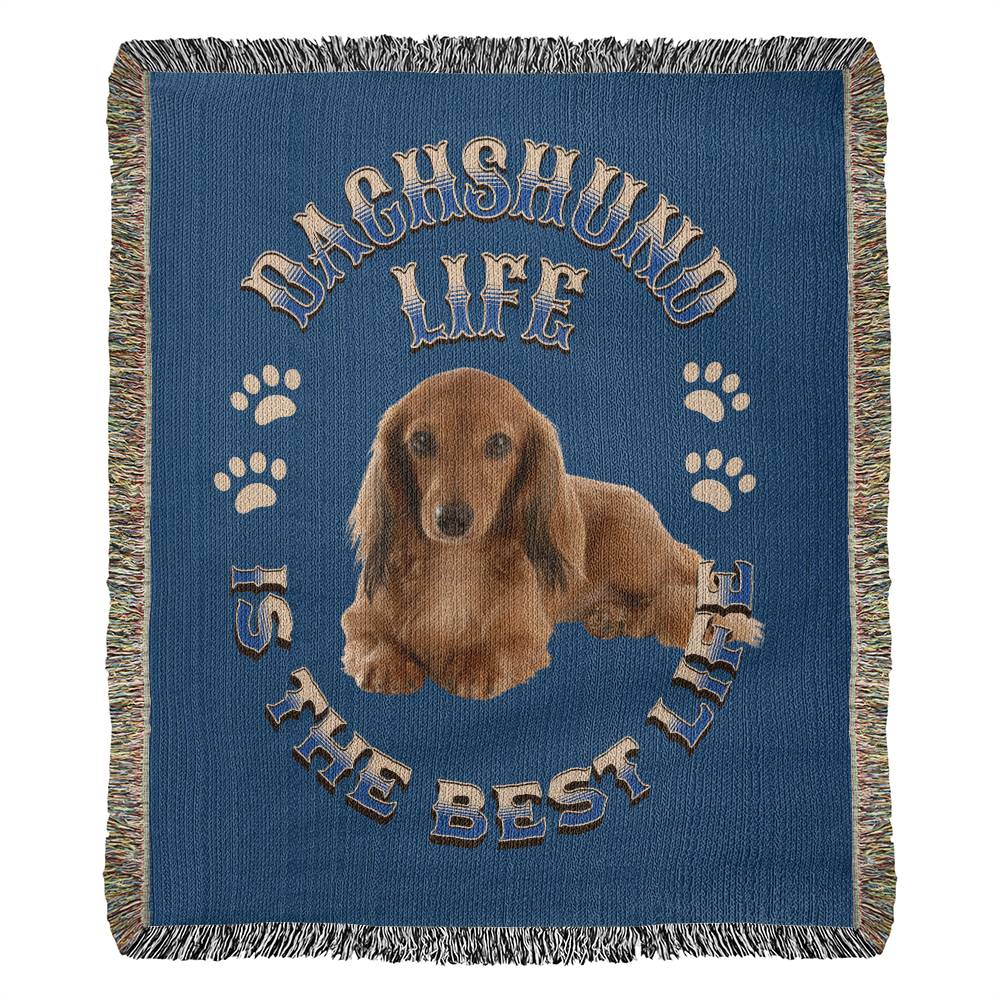 Dachshund Heirloom Blue Blanket: Premium Quality Wiener Dog Throw, Gift For Her, Gift For Him, Birthday, Mother's Day, Father's Day, Christmas | Paws Up Life, LLC