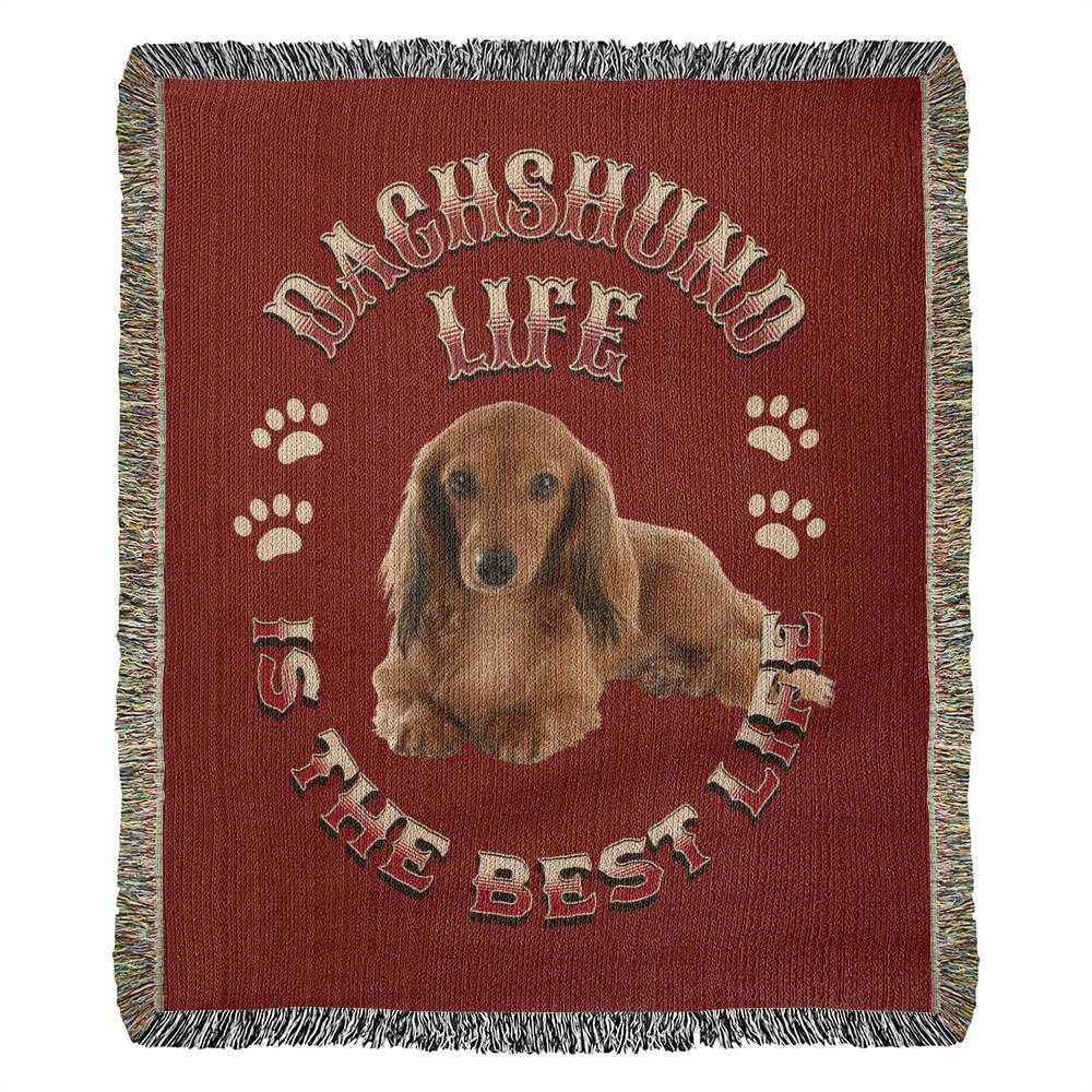 Dachshund Heirloom Red Blanket: Premium Quality Wiener Dog Throw, Gift For Her, Gift For Him, Birthday, Mother's Day, Father's Day, Christmas | Paws Up Life, LLC