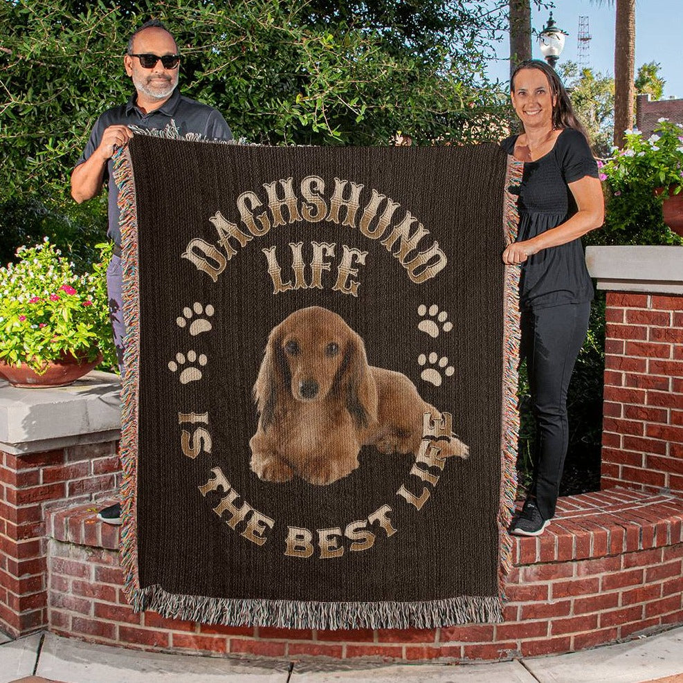 Dachshund Heirloom Brown Blanket: Premium Quality Wiener Dog Throw, Gift For Her, Gift For Him, Birthday, Mother's Day, Father's Day, Christmas | Paws Up Life, LLC