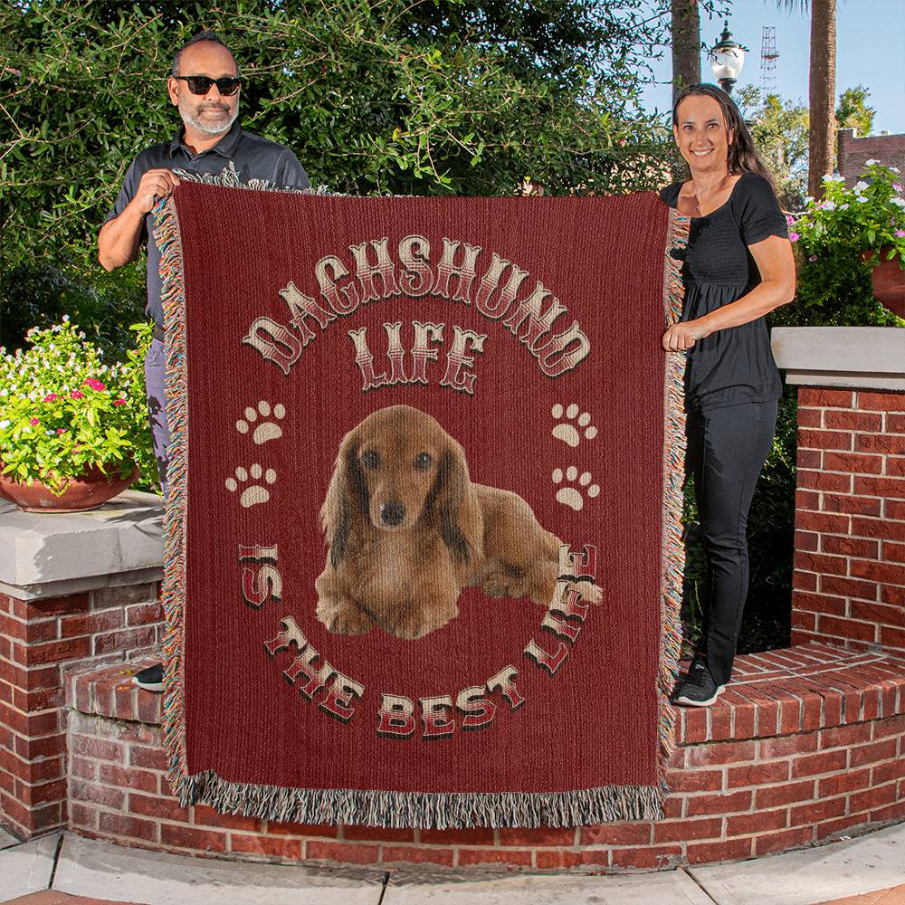 Dachshund Heirloom Red Blanket: Premium Quality Wiener Dog Throw, Gift For Her, Gift For Him, Birthday, Mother's Day, Father's Day, Christmas | Paws Up Life, LLC