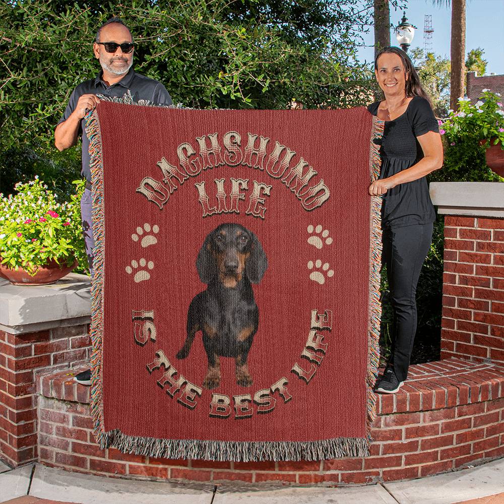 Dachshund Heirloom Red Blanket: Premium Quality Wiener Dog Throw, Gift For Her, Gift For Him, Birthday, Mother's Day, Father's Day, Christmas