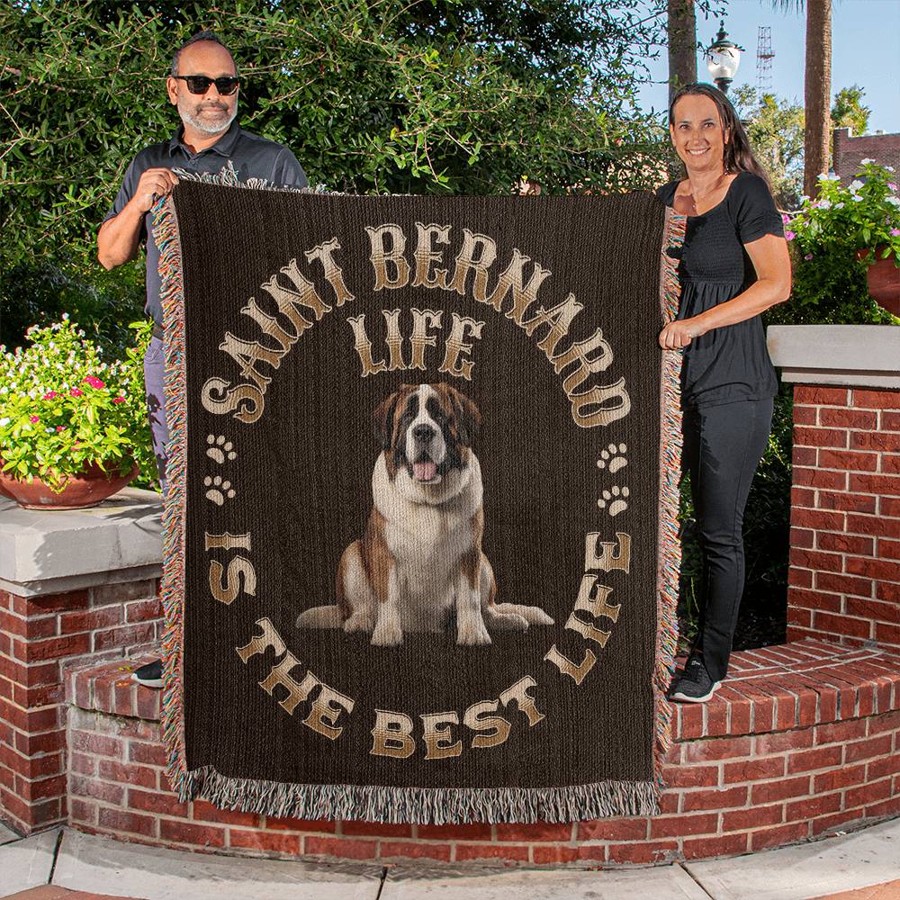 Saint Bernard Brown Heirloom Blanket:  Premium Quality Dog Throw, Gift For Her, Gift For Him, Birthdays, Holidays, New Puppy | Paws Up Life, LLC