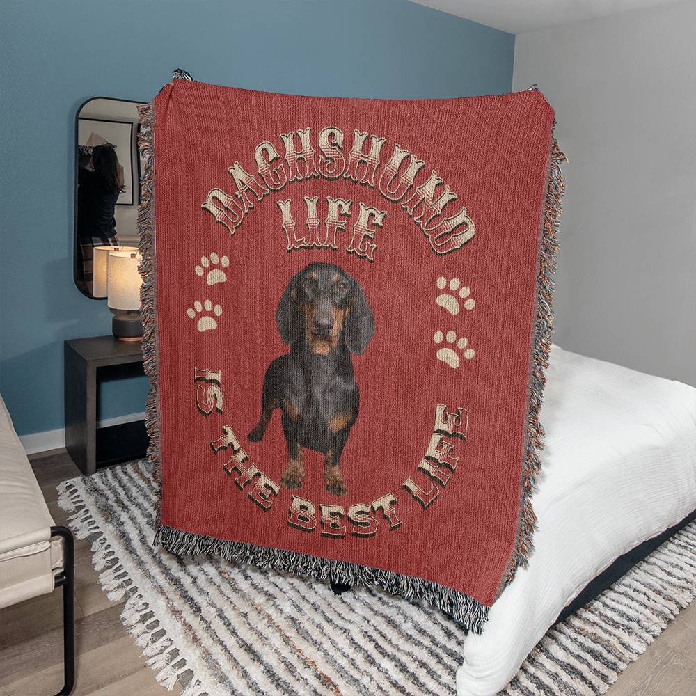 Dachshund Heirloom Red Blanket: Premium Quality Wiener Dog Throw, Gift For Her, Gift For Him, Birthday, Mother's Day, Father's Day, Christmas | Paws Up Life, LLC