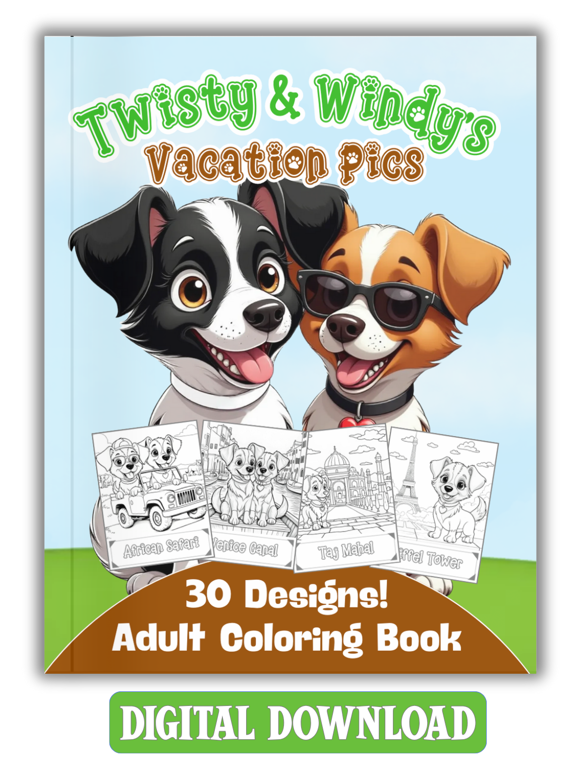 Vacation Pics Dog Lover Coloring Book for Adults | Digital Download